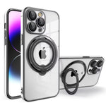 Shockproof Clear MagSafe Case with 360° Rotating Ring Stand for iPhone 16 Series