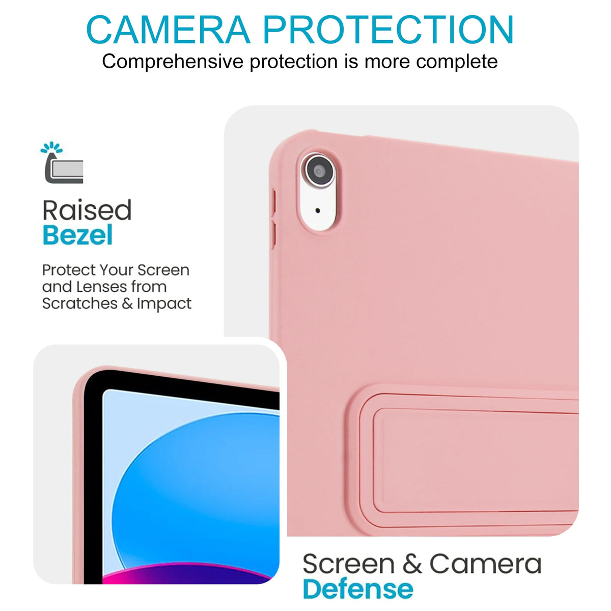 Silicone Rubber Shockproof Kickstand Case with Raised Edge Protection for iPad Air M4 (2026)