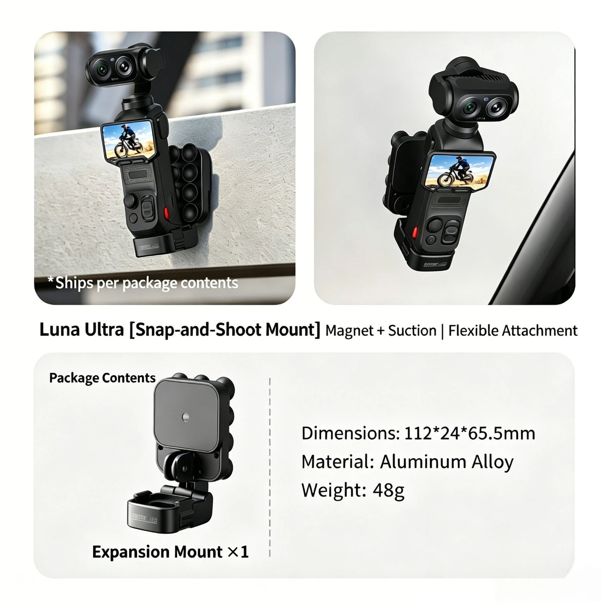 180° Adjustable Magnetic Mount for Insta360 Luna