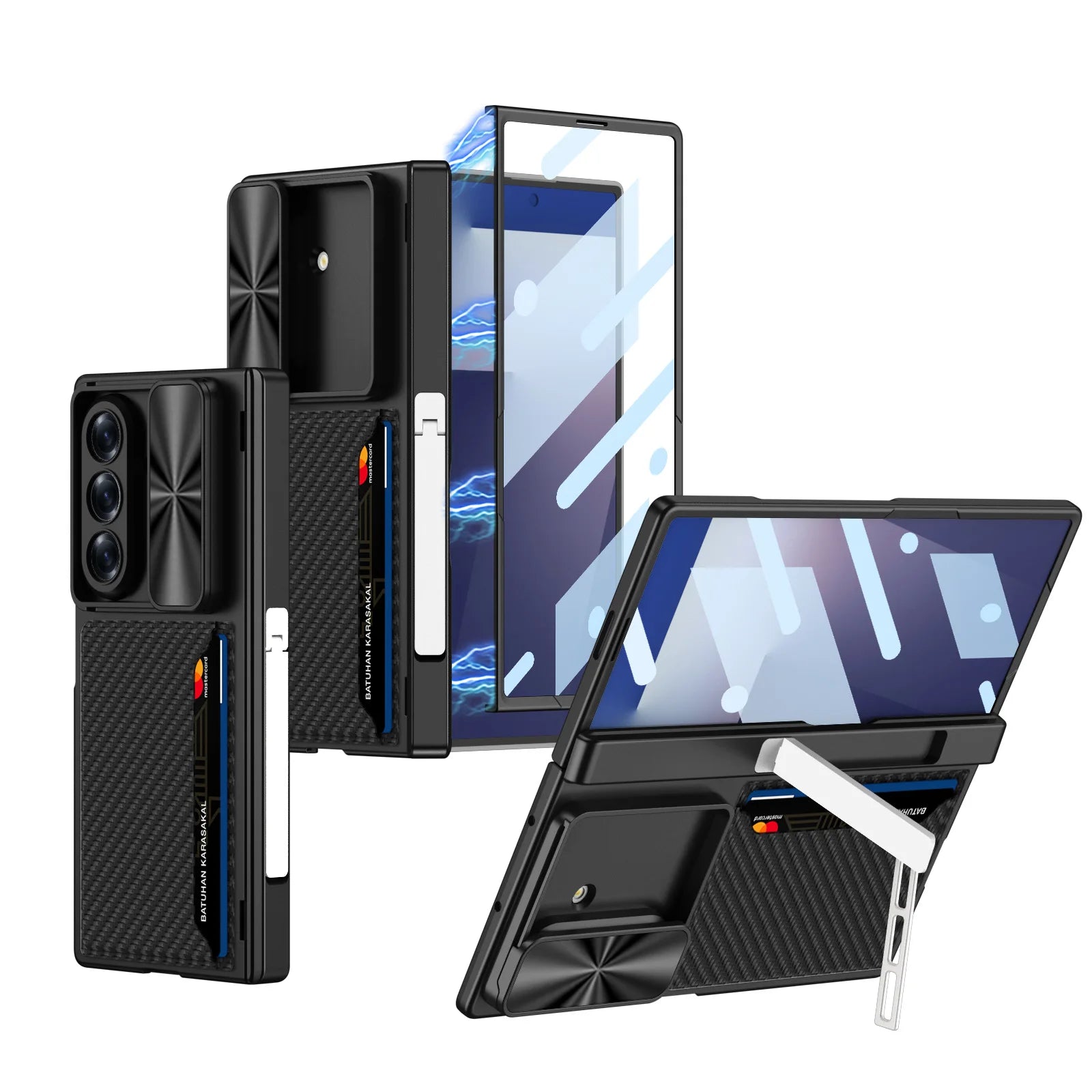 Shockproof Samsung Galaxy Z Fold 7 Case with Sliding Lens Cover & Folding Stand