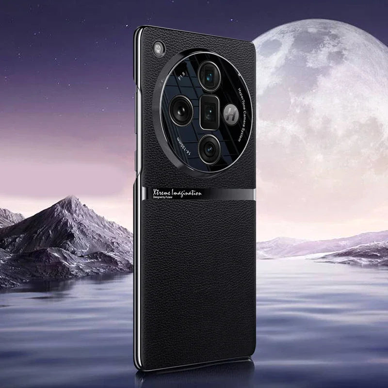 Luxury Electroplated Leather Case with Hard PC Frame for OPPO Find X7 and Find X7 Ultra