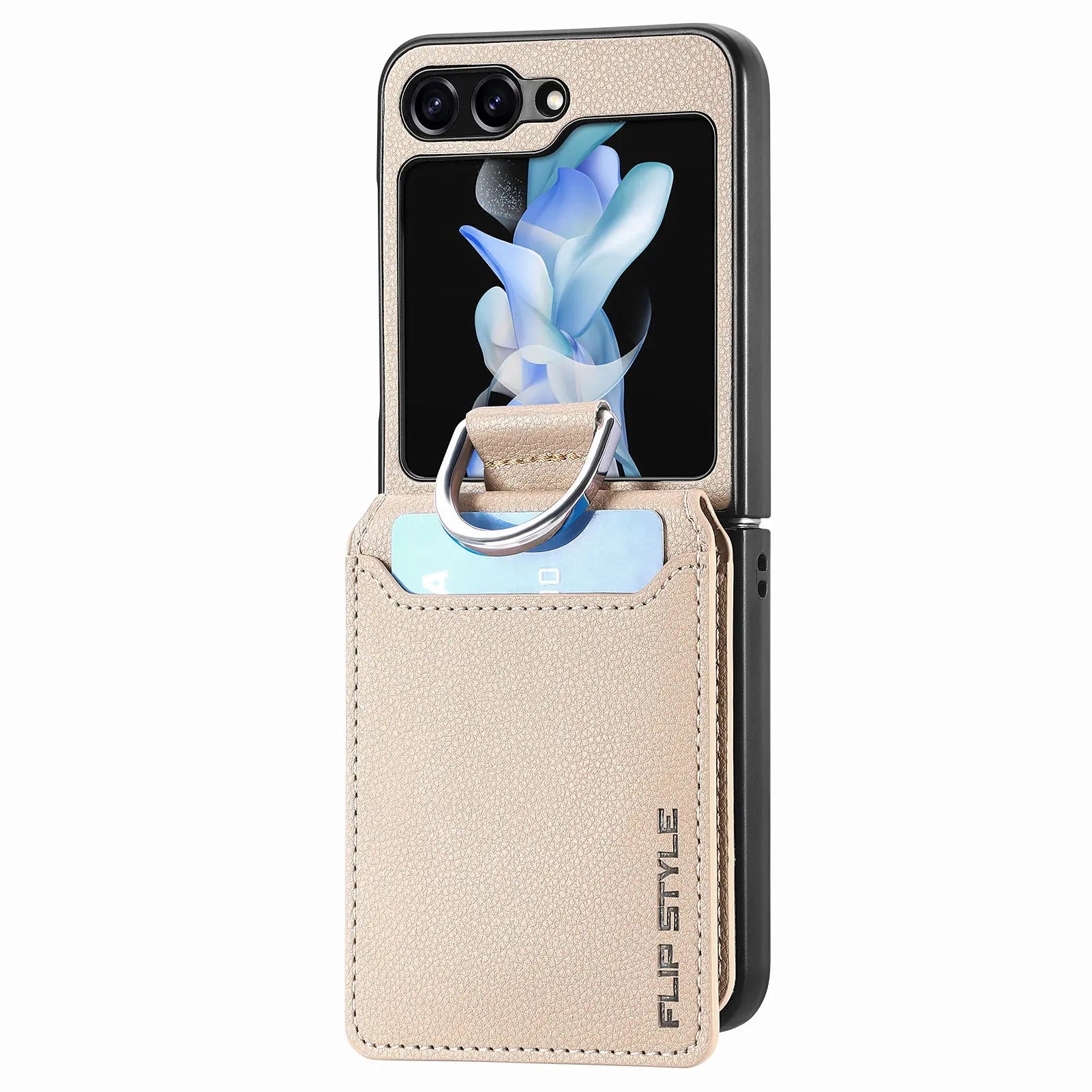 Luxury PU Leather Wallet Case with Ring for Samsung Galaxy Z Flip 5