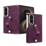 Fashion Embossed Leather Case with Wrist Strap for Samsung Galaxy Z Fold 8