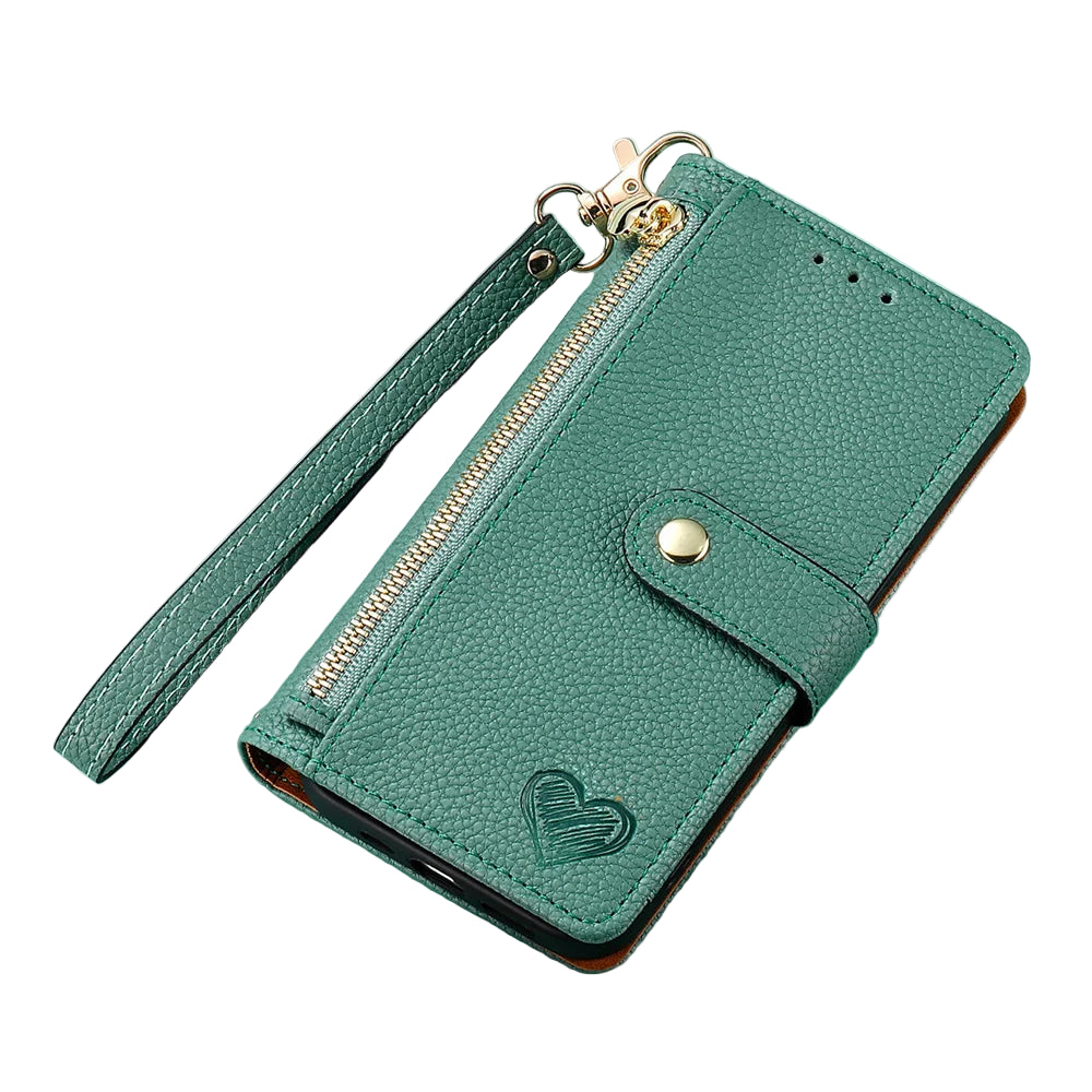 RFID Blocking Leather Zipper Wallet Phone Case with Wrist Strap for iPhone 17 Series