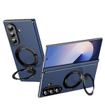 Samsung Galaxy Z Fold 6 Leather Case with Magnetic Holder and Screen Protector