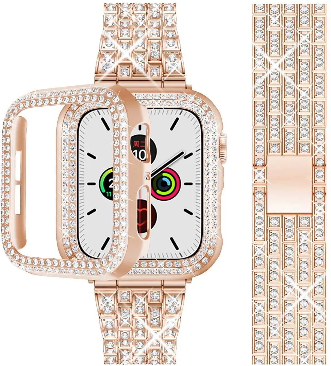 Diamond Stainless Steel Bracelet + Case for Apple Watch