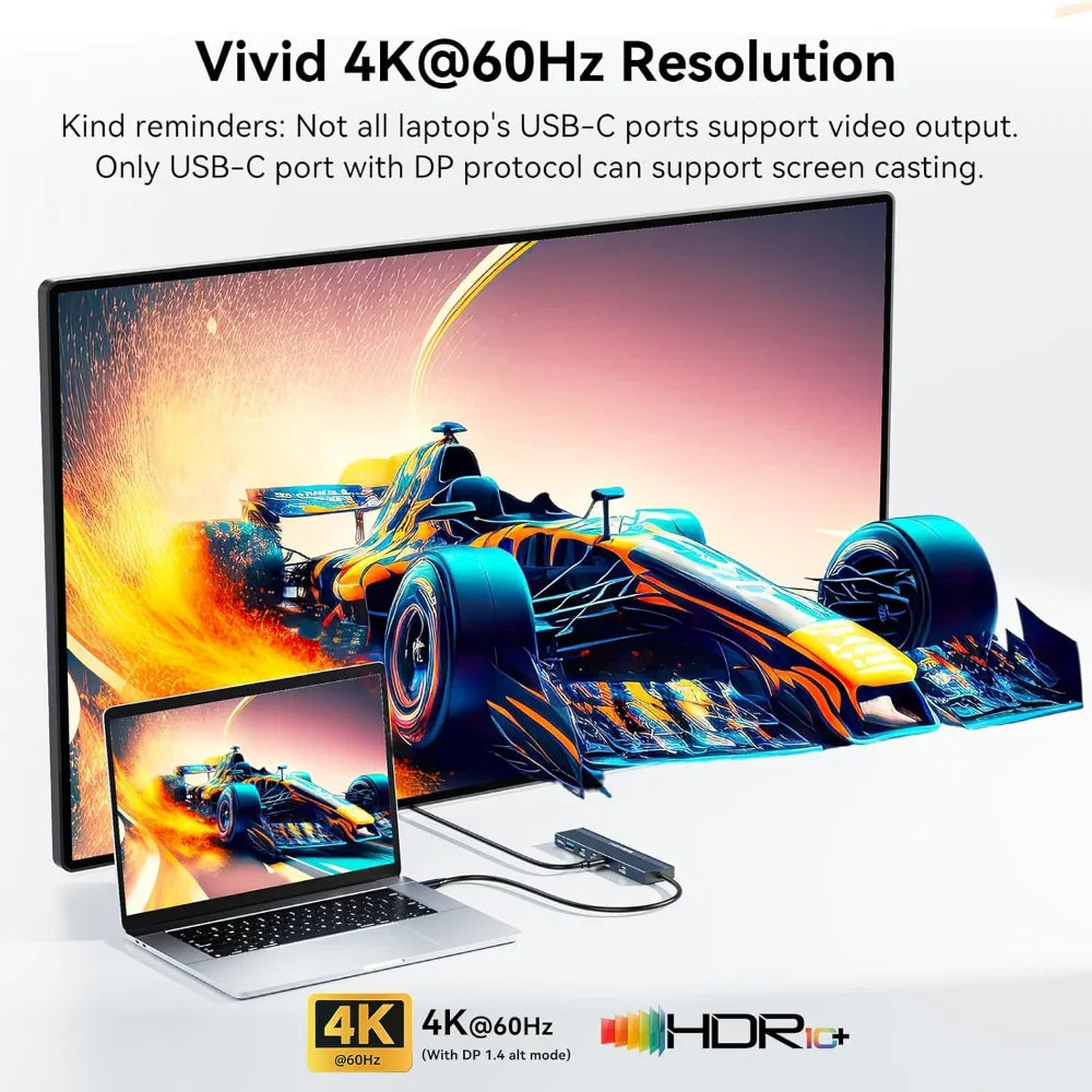 Acasis 10Gbps USB-C Hub Docking Station with 4K/60Hz Video Output