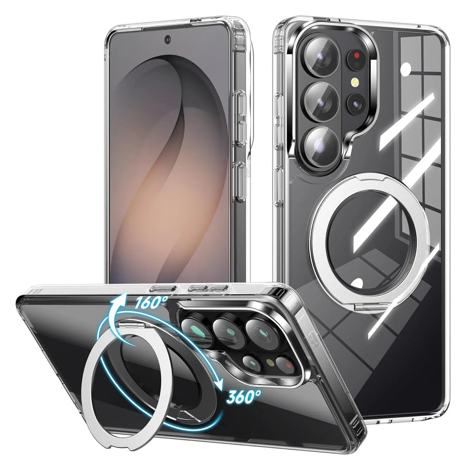 Clear Magnetic Case with 360° Rotating Stand for Samsung Galaxy S26 Series
