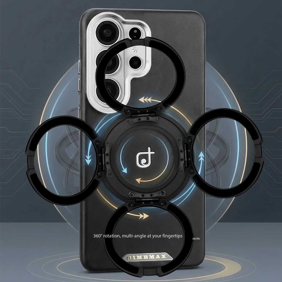 Leather Shockproof Kickstand Case with 360° Rotating Magnetic Ring for Samsung Galaxy S24 Series