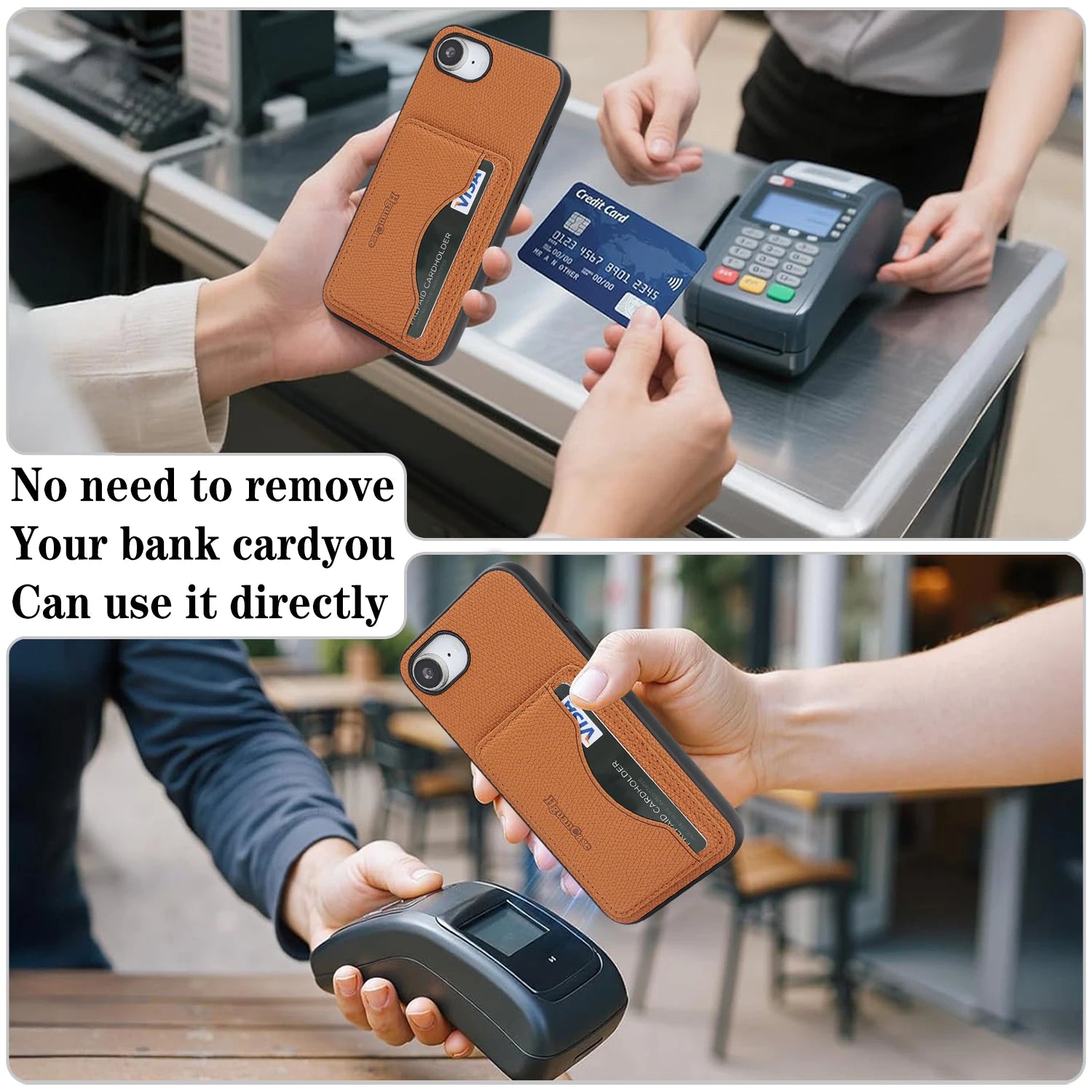 Luxury Shockproof Leather Case with Card Holder for iPhone 17e