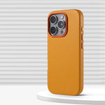 Solid Color Litchi Grain PU Leather MagSafe Case for iPhone 16 Series