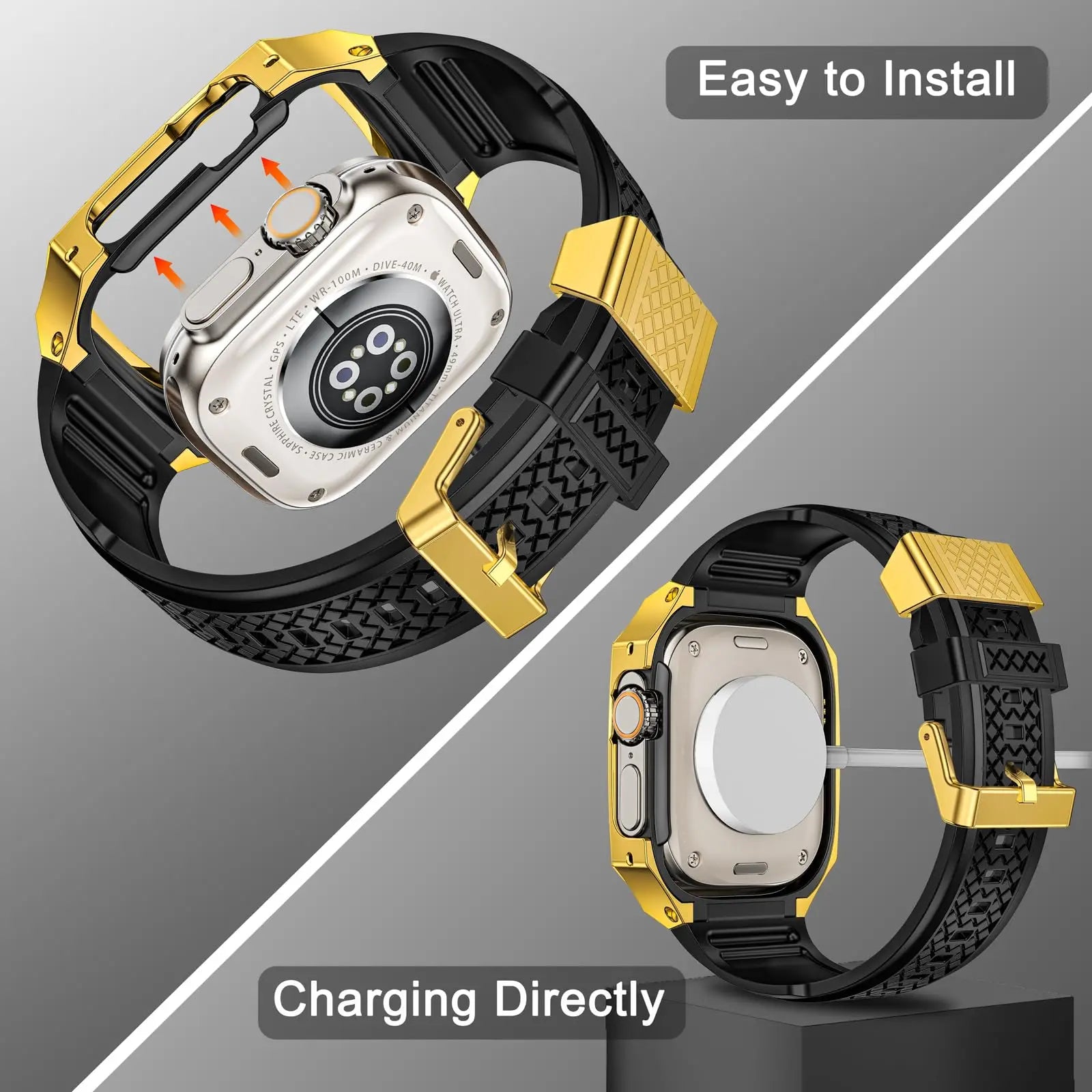 Protective Metal Bumper Case with Rubber Band for Apple Watch