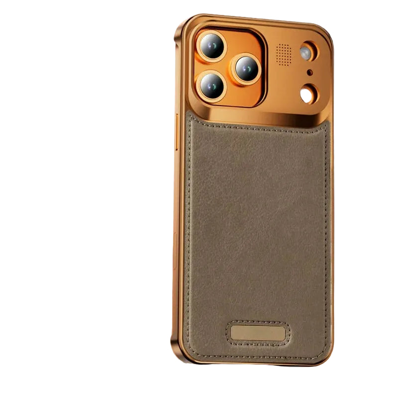 Hybrid Aluminum Alloy and Leather MagSafe Phone Case for iPhone 17 Series