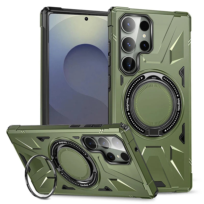 Shockproof Magnetic Armor Case with Ring Stand for Samsung Galaxy S26 Series