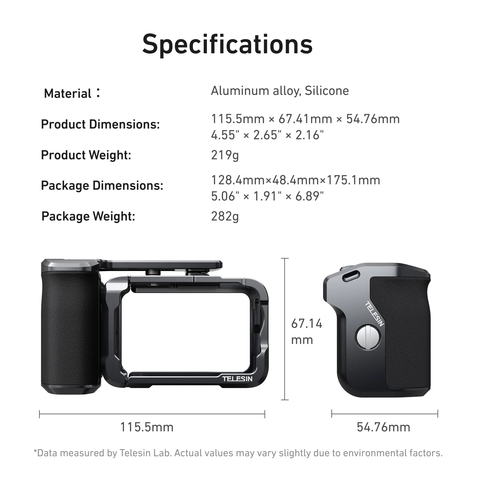 TELESIN Hand Grip Remote Control Kit for DJI Osmo Action 6