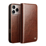 Premium Genuine Leather Flip Case with Kickstand for iPhone 17 Series