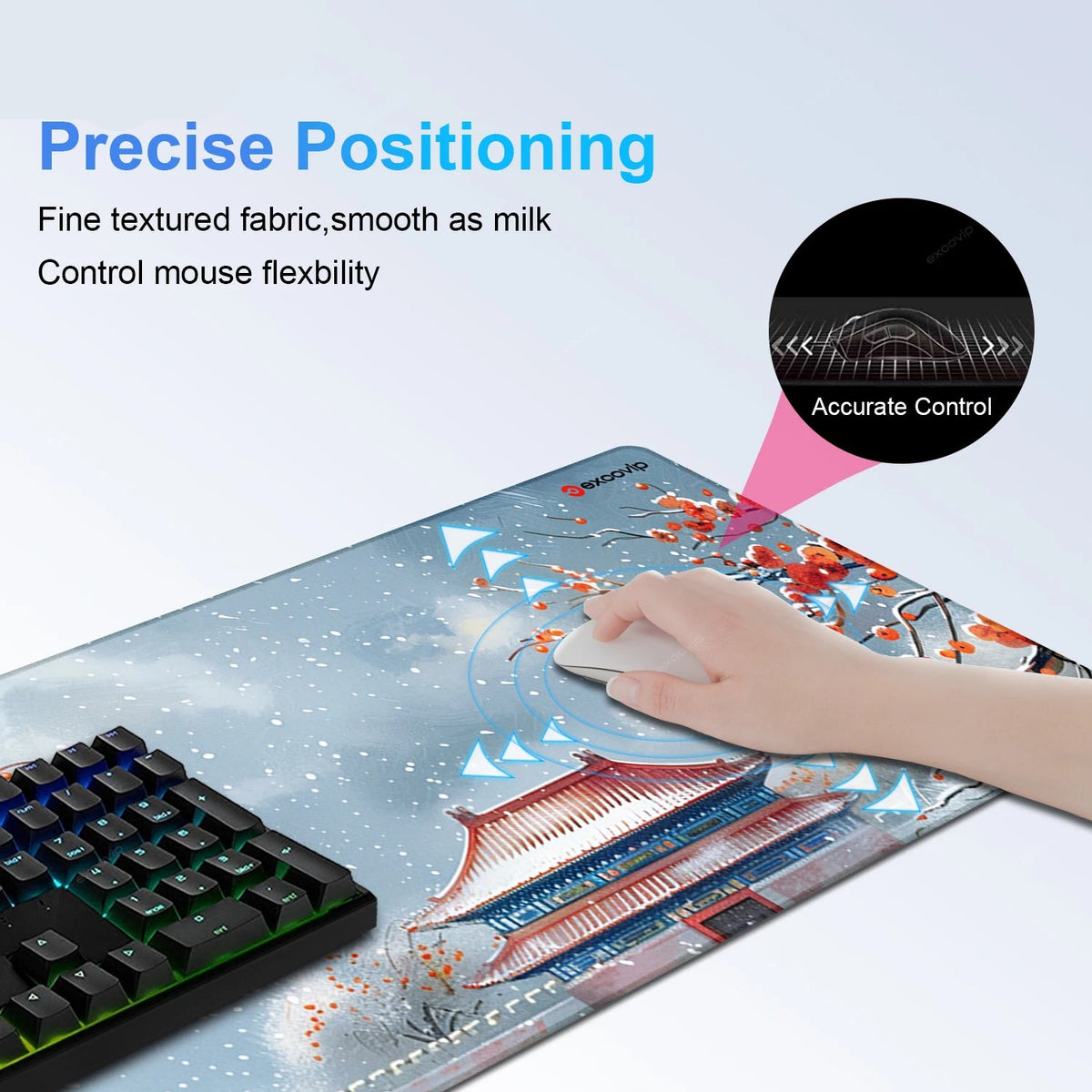 Extended Mouse Pad With Stitched Edge Non-Slip Base