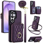 Crossbody Leather Wallet Case with Wrist Lanyard for Samsung Galaxy S26 Series