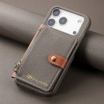 Retro Lychee Pattern Leather Wallet Case with Vertical Card Slot for iPhone 17 Series