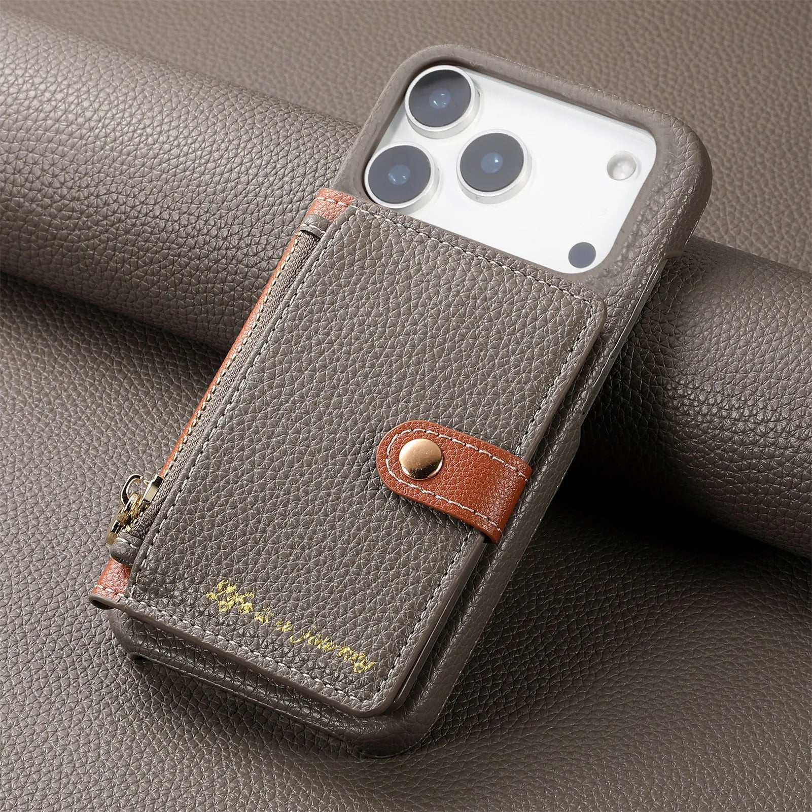 Retro Lychee Pattern Leather Wallet Case with Vertical Card Slot for iPhone 17 Series