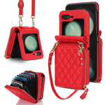 Crossbody Leather Wallet Case with Zipper & Card Holder for Samsung Galaxy Z Flip 6