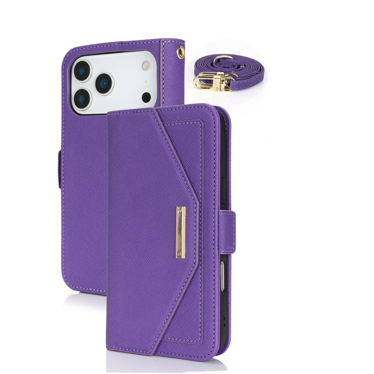 Crossbody Wallet Case with Mirror and Shoulder Strap for iPhone 18 Series