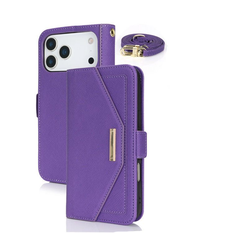Crossbody Wallet Case with Mirror and Shoulder Strap for iPhone 18 Series