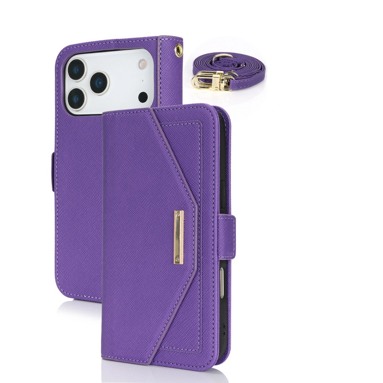 Crossbody Wallet Case with Mirror and Shoulder Strap for iPhone 17 Series