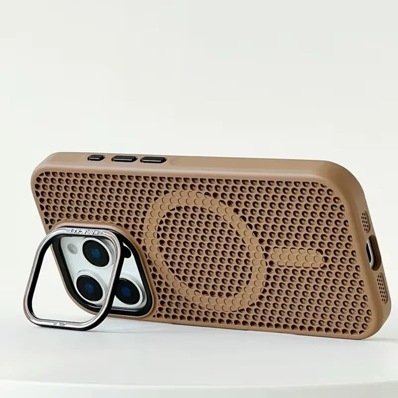 Shockproof Honeycomb Cooling MagSafe Case with Metal Lens Bracket for iPhone 15 Series