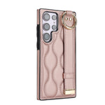 Shockproof Leather Phone Case with Wrist Strap & Ring for Samsung Galaxy S24 Series