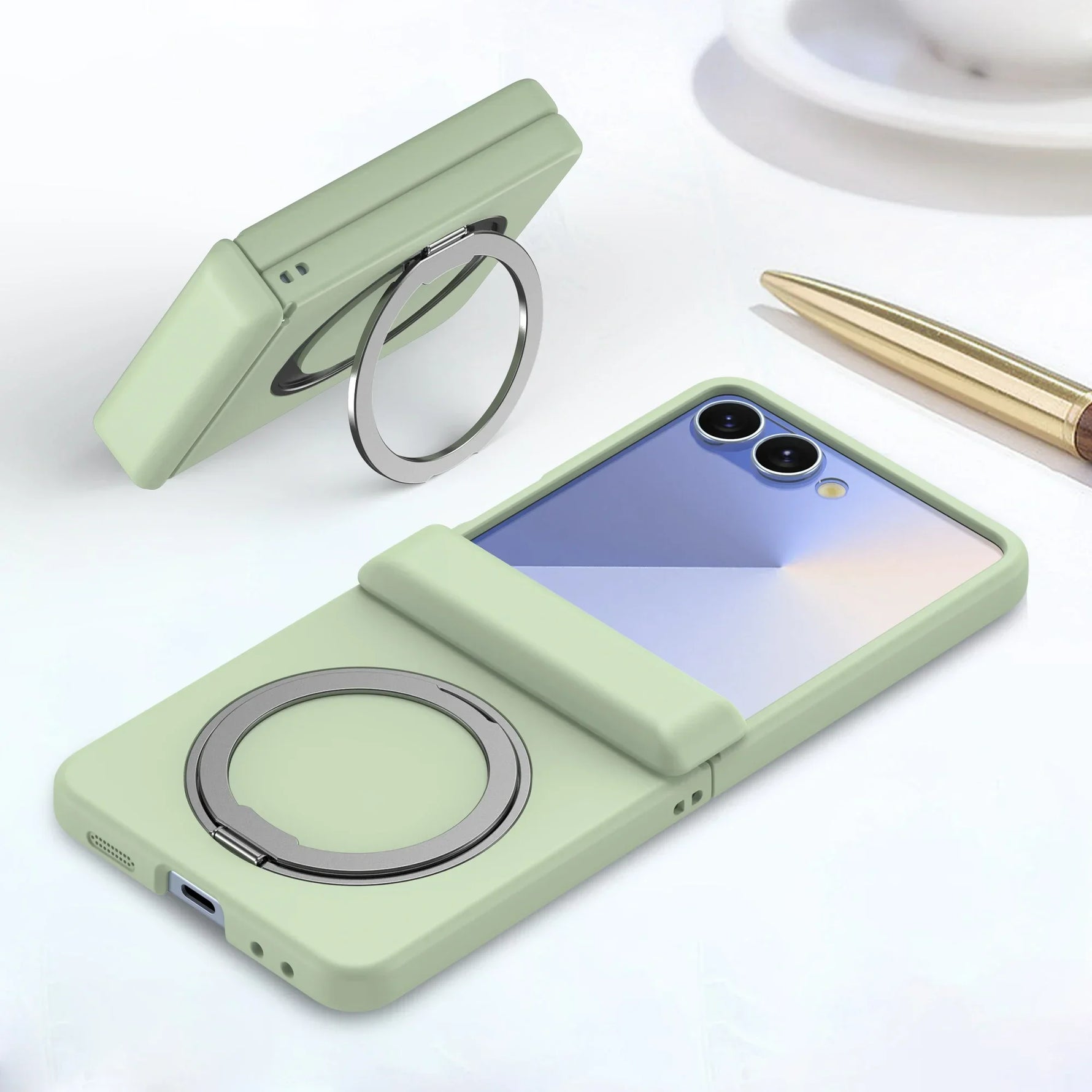 Skin Feel TPU Magnetic Case with 360° Rotating Bracket for Samsung Galaxy Z Flip 7