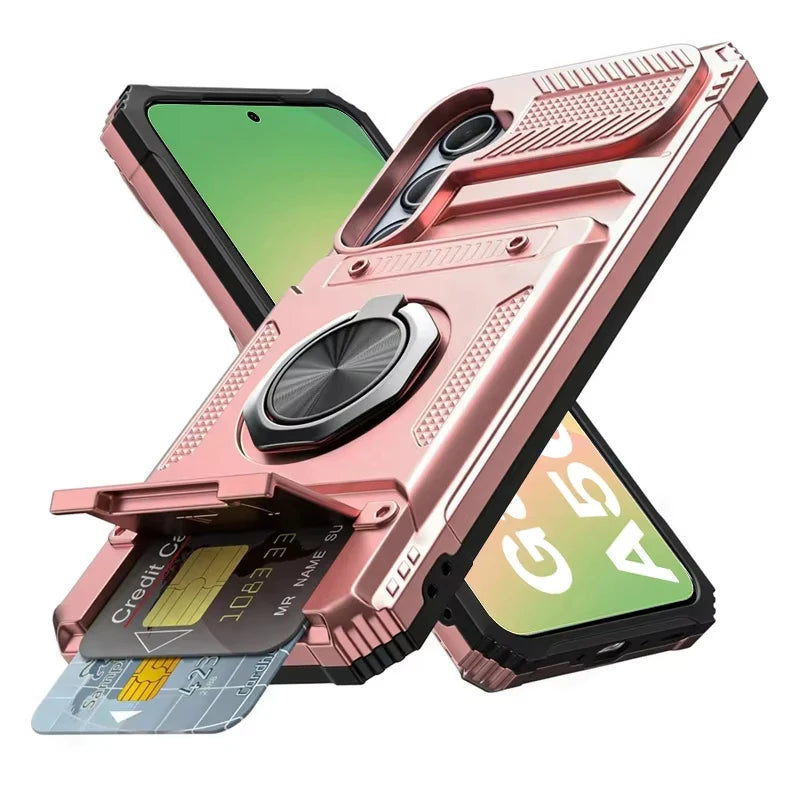 Samsung Galaxy A56 Shockproof Case with Magnetic Rotating Ring Stand & Wallet Cover