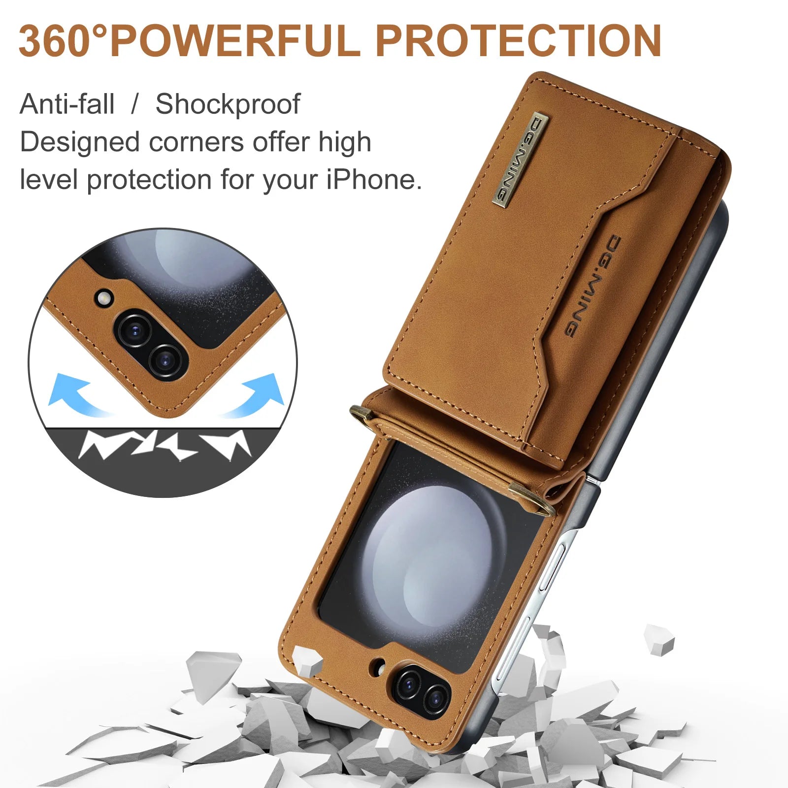 Multifunctional Storage Card Wallet PU Shock Absorbing Cover With Drawstring Foldable Phone Case for Samsung Galaxy Z Flip 5
