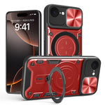 iPhone 16e Protective Magnetic Case with 360° Rotating Ring Stand