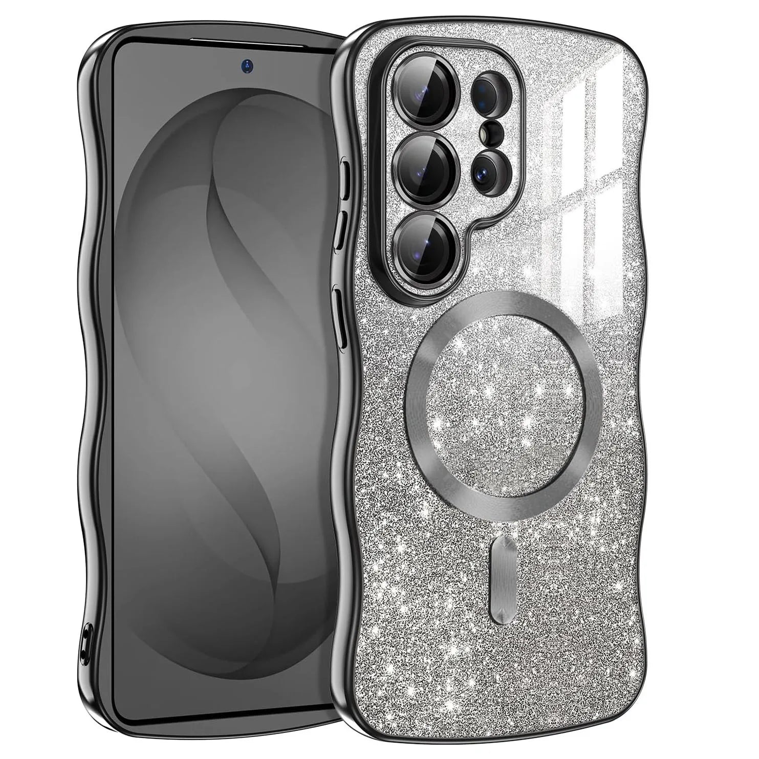 Glitter Wave Frame Magnetic TPU Case for Samsung Galaxy S26 Series