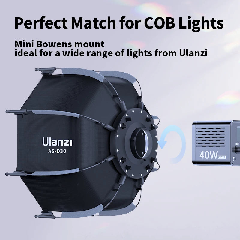 Ulanzi AS-D30 Octagonal 30cm Softbox Light Box with Mini Bowens Mount