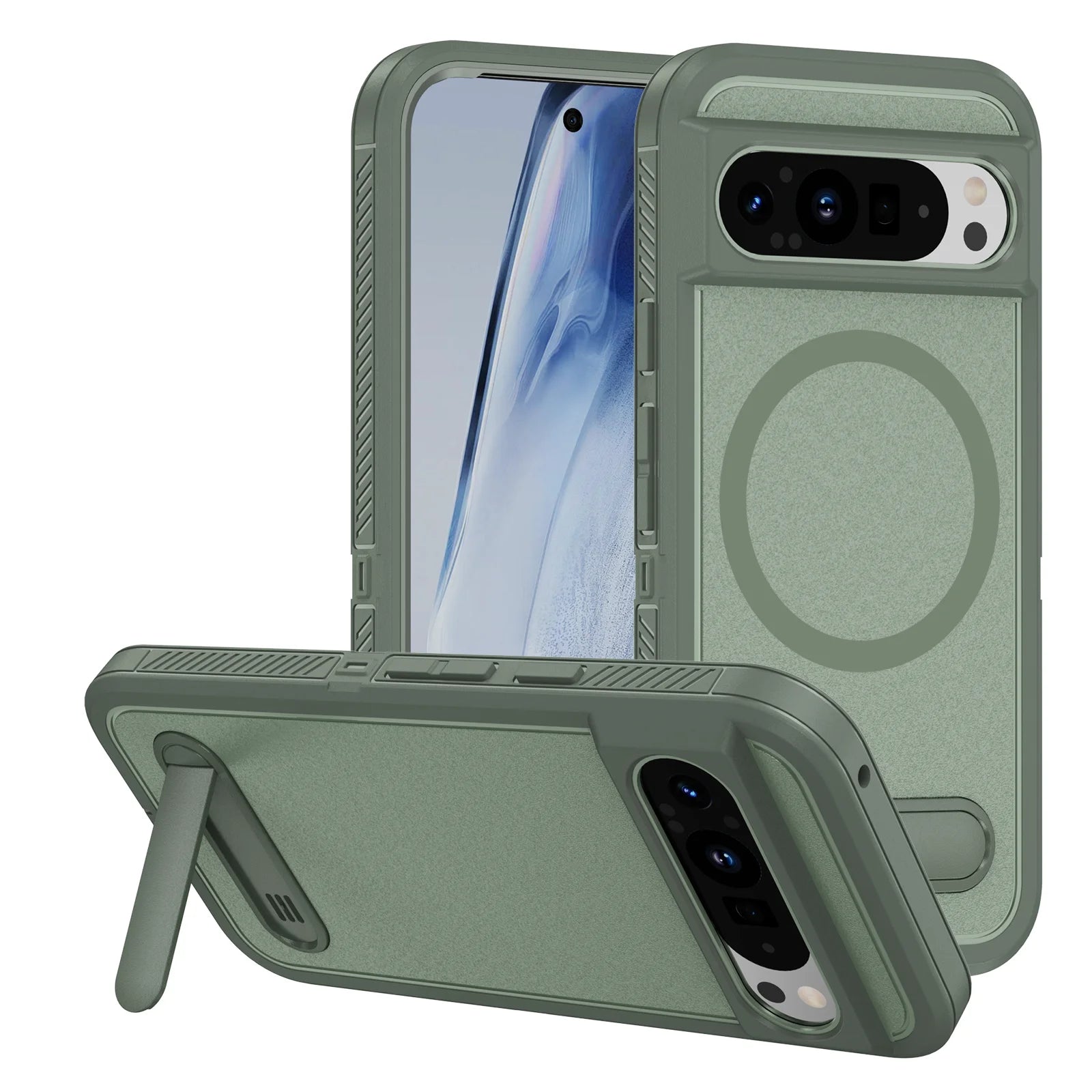 Military-Grade Protective Magnetic Case with Foldable Stand for Google Pixel 9 Series