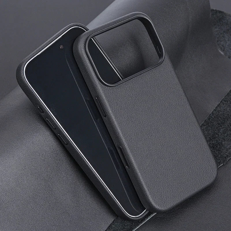 Handcrafted Cowhide Leather MagSafe Case with Precise Independent Button Design for iPhone 17 Series