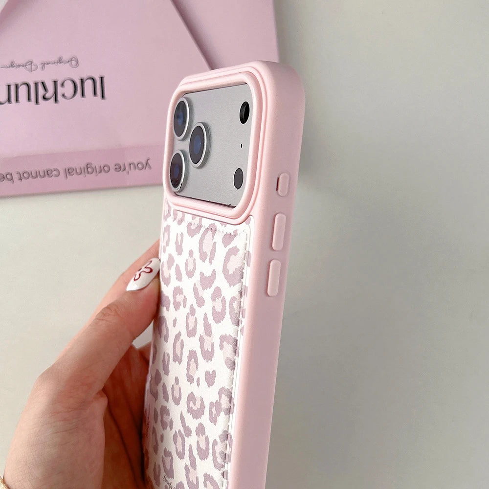 Cute Leopard Pattern Leather Protective Phone Case for iPhone 17 Series
