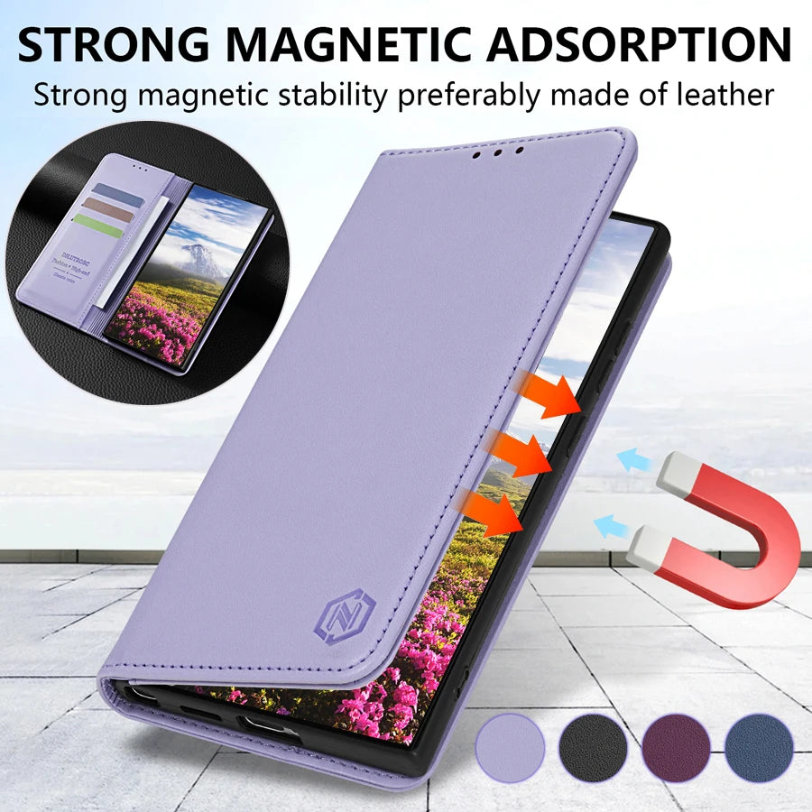 Skin-Friendly Leather Flip Case with Card Slot for Samsung Galaxy S26 Series