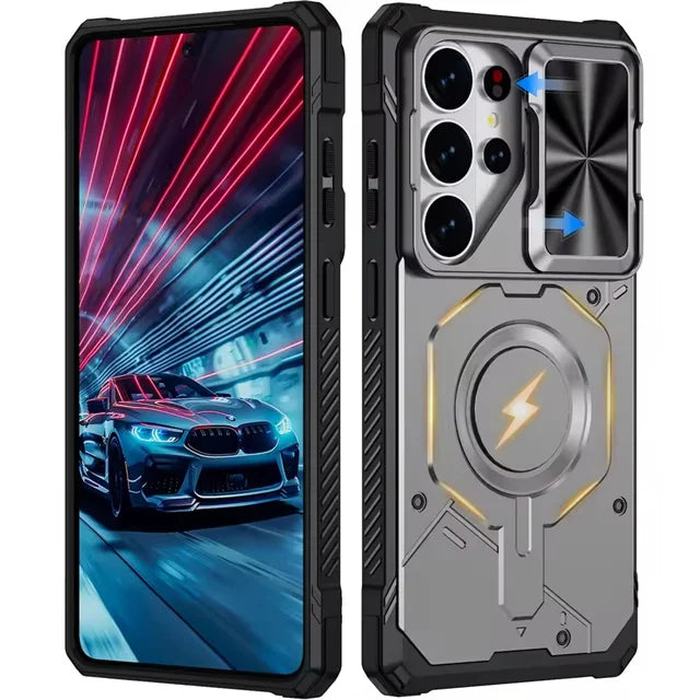 Dual-Layer Shockproof Case with Sliding Lens Window for Samsung Galaxy S25 Ultra