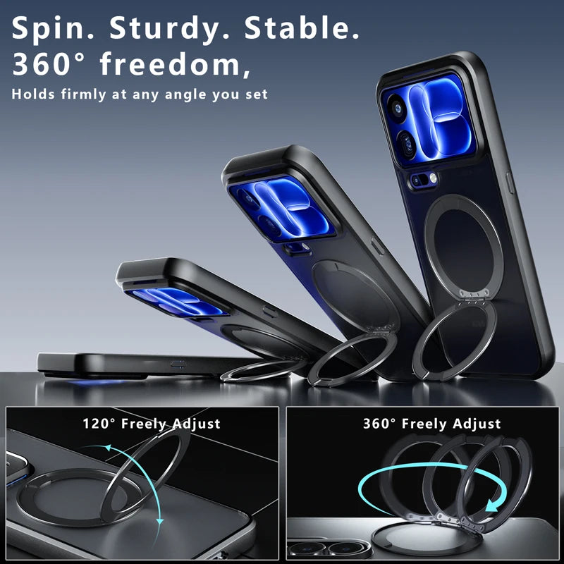 Shockproof Matte Case with 360° Rotating Magnetic Ring Stand for Xiaomi 18 Series