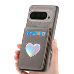 RFID Blocking Wallet Case with Makeup Mirror & Heart Design for Google Pixel 9 Series
