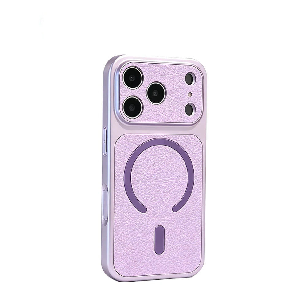 Shockproof Lychee PU Leather MagSafe Case for iPhone 17 Series