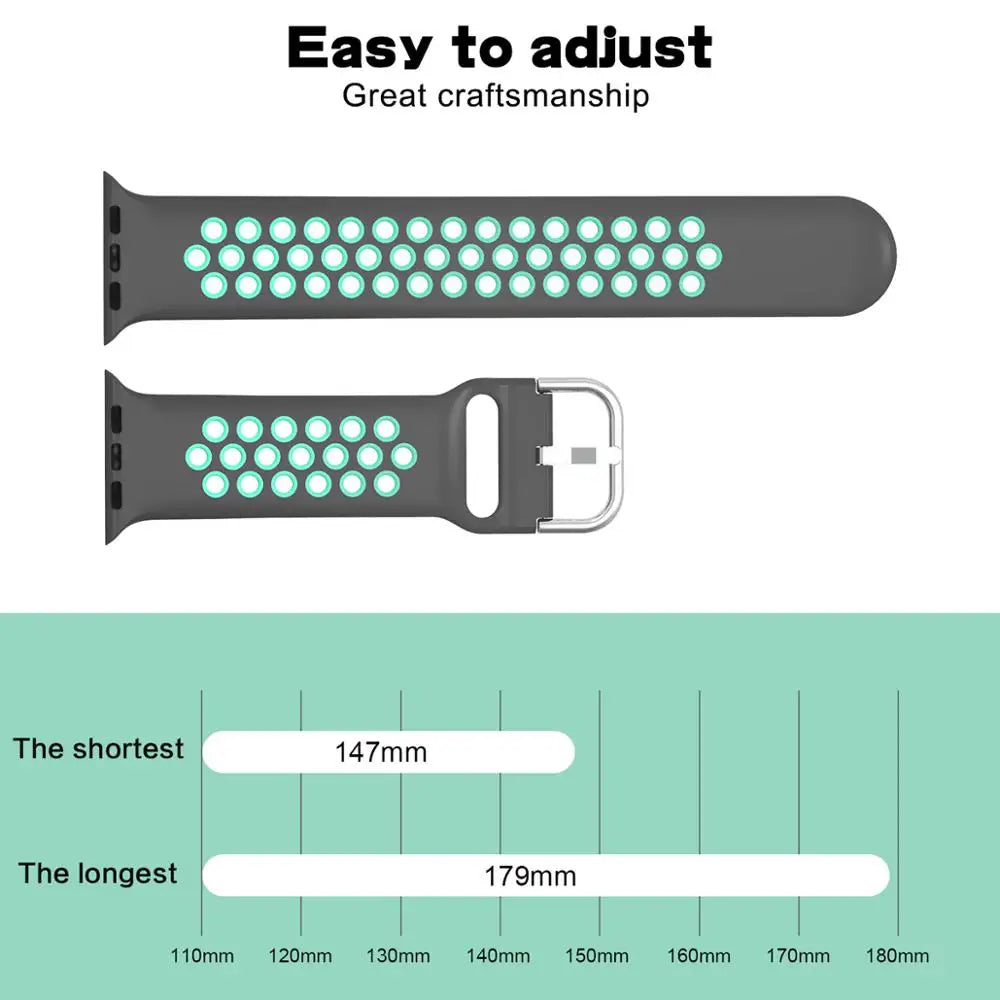 Breathable Silicone Sport Wrist Strap for Apple Watch