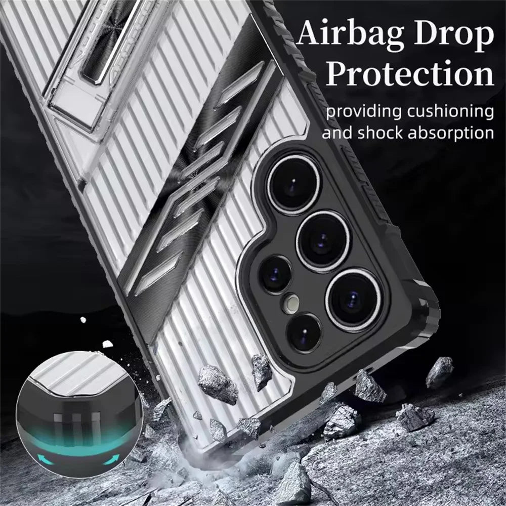 Samsung Galaxy S24 Series Heavy-Duty Armor Shockproof Case with Kickstand