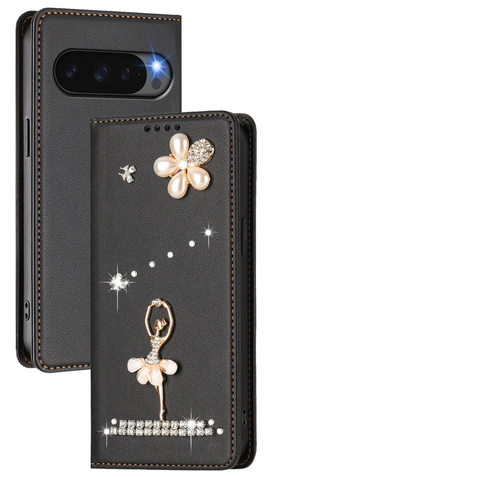 Cute Diamond Wallet Flip Case with Card Slot and Stand for Googel Pixel 9 Series