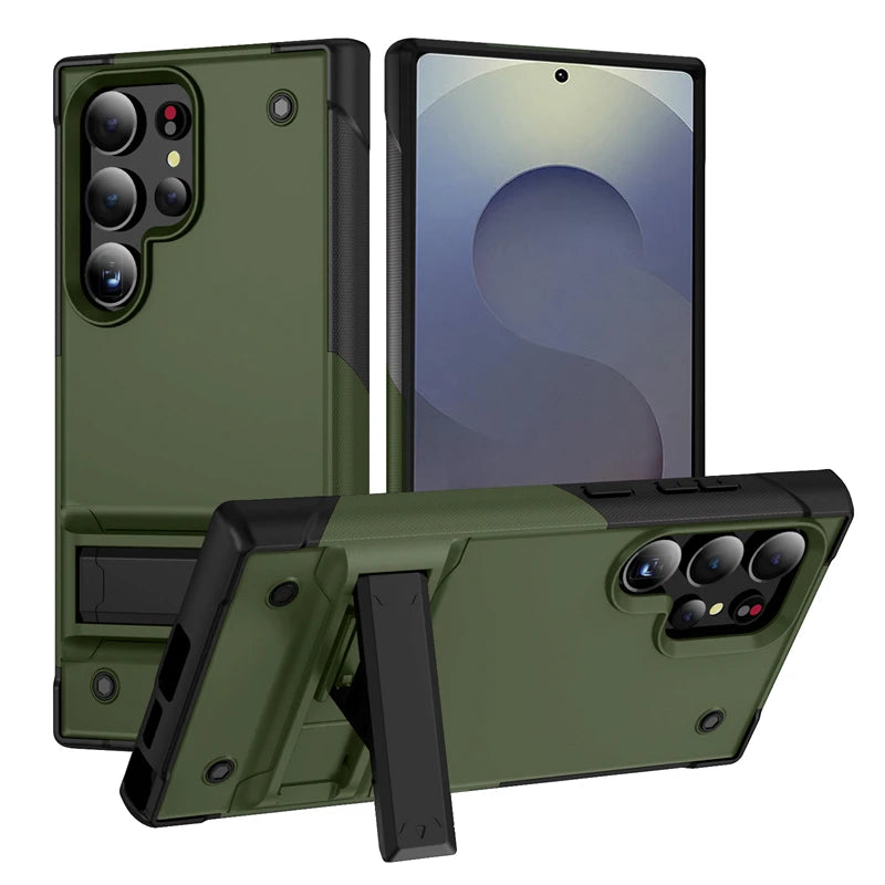 Rugged Armor Case with Kickstand for Samsung Galaxy S25 Series