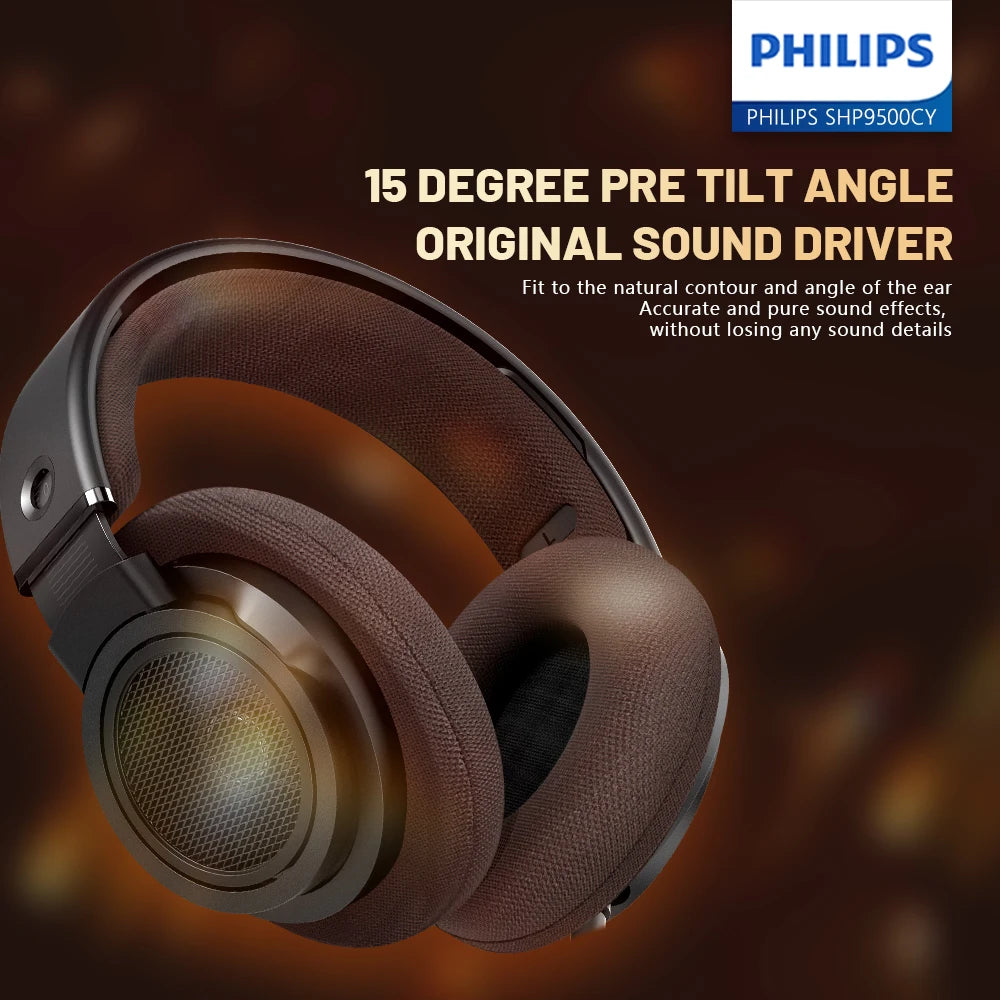 Philips SHP9500CY Open-Back Headphones With 50mm Driver