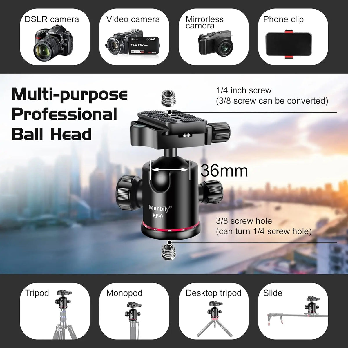 Ball 360° Panoramic Tripod Head
